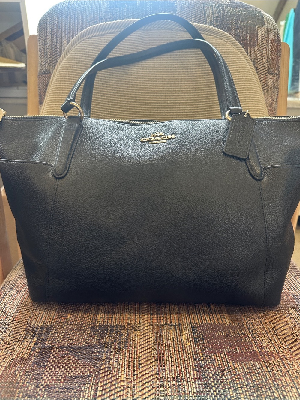 Coach Black Leather AvaTote Bag